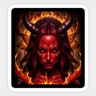 Devil Girl Furious Sticker